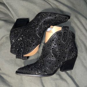 Jessica Simpson Black Heeled Boots with Sparkle